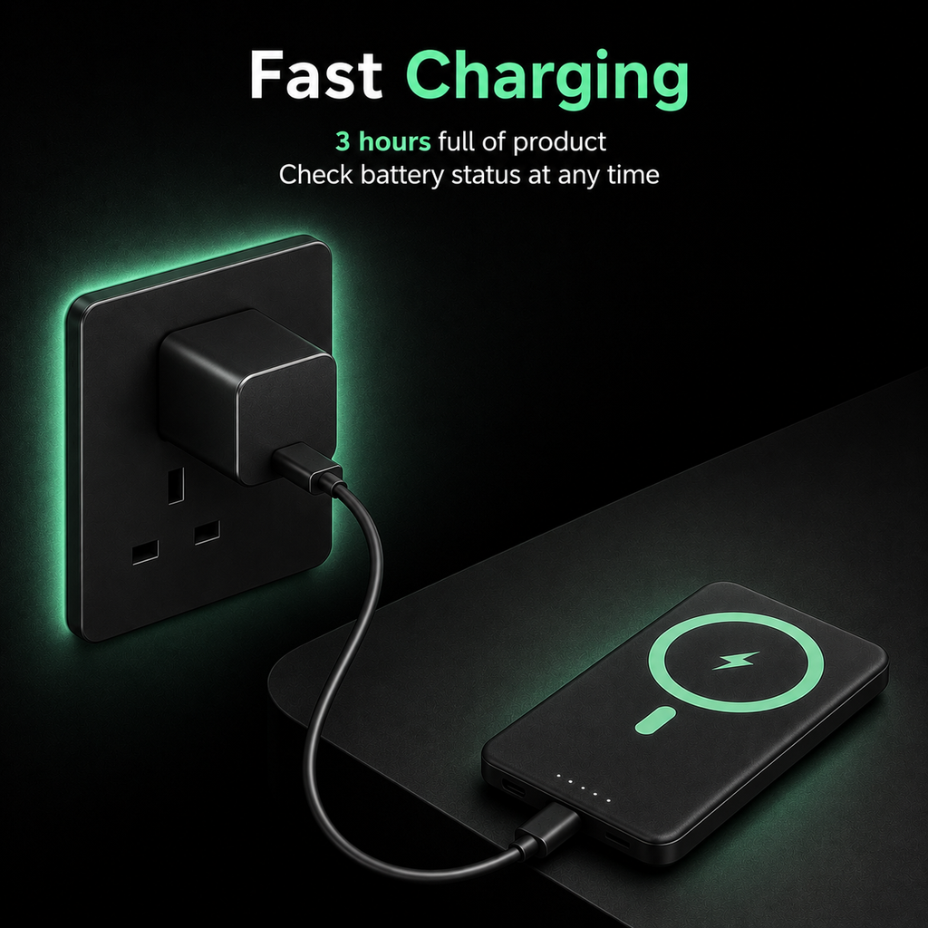 PoweredbyANO Magnetic Power Bank – Portable Wireless Charging 10,000 MAH
